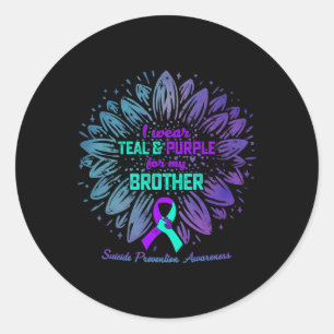 I Wear Teal Purple For Brother Suicide Prevention Classic Round Sticker