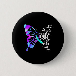 I Wear Teal Purple For Memorial Suicide Prevention 6 Cm Round Badge