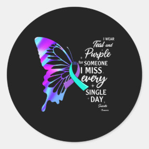 I Wear Teal Purple For Memorial Suicide Prevention Classic Round Sticker