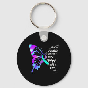 I Wear Teal Purple For Memorial Suicide Prevention Key Ring
