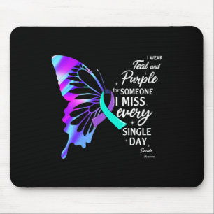 I Wear Teal Purple For Memorial Suicide Prevention Mouse Mat