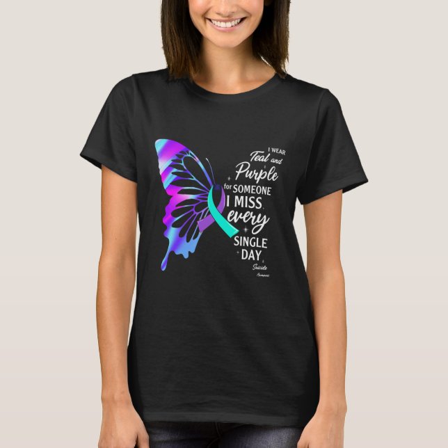 I Wear Teal Purple For Memorial Suicide Prevention T-Shirt (Front)