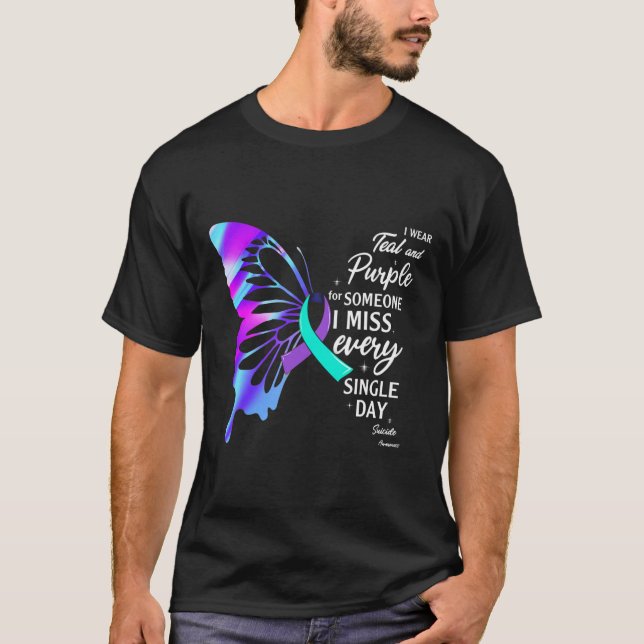 I Wear Teal Purple For Memorial Suicide Prevention T-Shirt (Front)