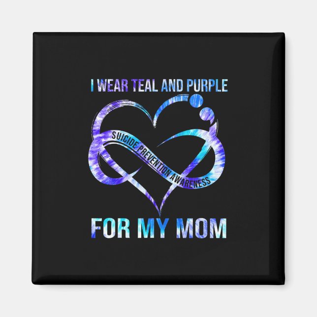 I Wear Teal Purple For Mum Suicide Prevention Awar Magnet (Front)