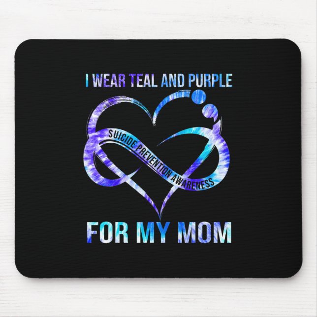 I Wear Teal Purple For Mum Suicide Prevention Awar Mouse Mat (Front)