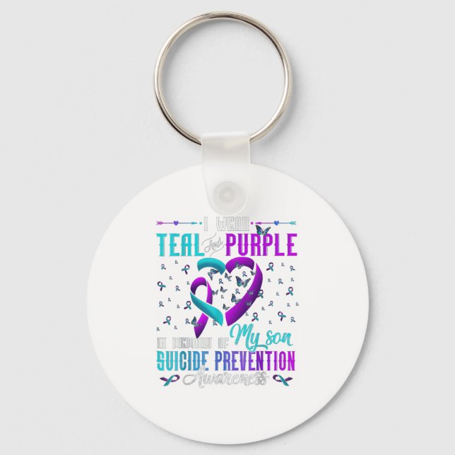 I Wear Teal Purple For My Son Suicide Prevention A Key Ring (Front)