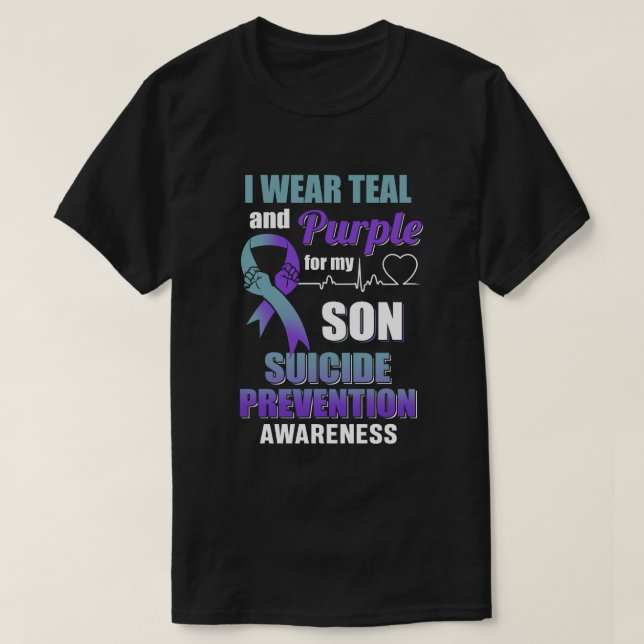 I Wear Teal Purple For My Son Suicide Prevention A T-Shirt (Design Front)