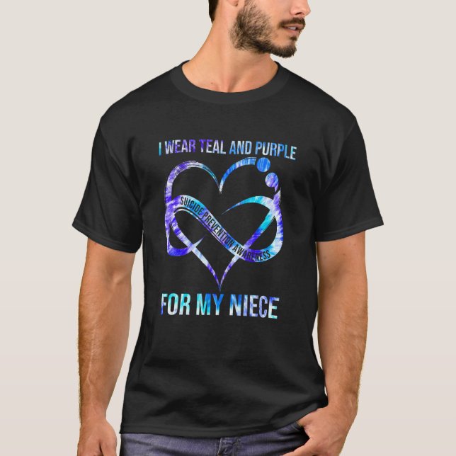 I Wear Teal Purple For Niece Suicide Prevention Aw T-Shirt (Front)