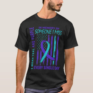 I Wear Teal Purple For Someone I Miss Suicide Awar T-Shirt