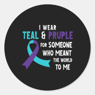 I Wear Teal Purple For Someone Suicide Prevention Classic Round Sticker