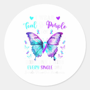 I Wear Teal Purple For Someone Suicide Prevention Classic Round Sticker
