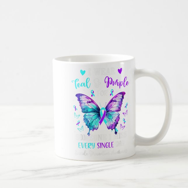 I Wear Teal Purple For Someone Suicide Prevention  Coffee Mug (Right)