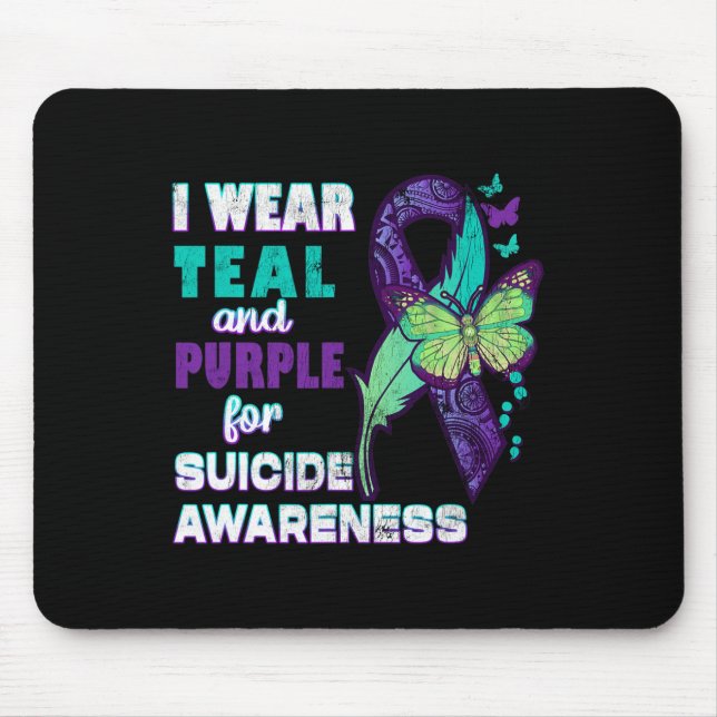 I Wear Teal Purple for Suicide Awareness You Matte Mouse Mat (Front)