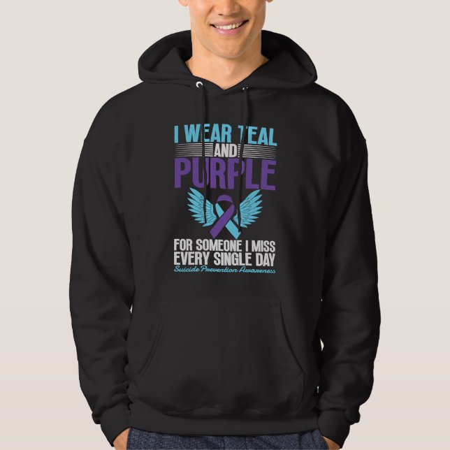 I Wear Teal & Purple For Suicide Prevention Awaren Hoodie (Front)