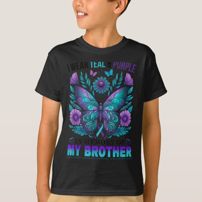 I Wear Teal Purple In Memory Of My Brother Suicide T-Shirt (Front)