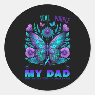 I Wear Teal Purple In Memory Of My Dad Suicide Awa Classic Round Sticker