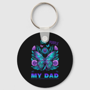 I Wear Teal Purple In Memory Of My Dad Suicide Awa Key Ring