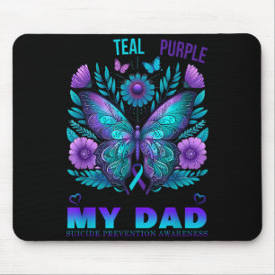 I Wear Teal Purple In Memory Of My Dad Suicide Awa Mouse Mat