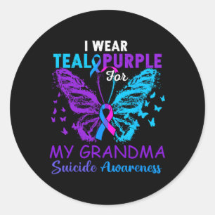 I Wear Teal Purple In Memory Of My Grandma Suicide Classic Round Sticker