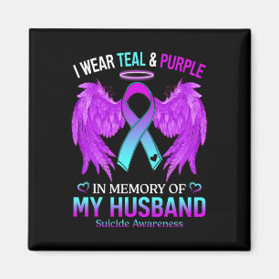 I Wear Teal Purple In Memory Of My Husbynd Suicide Magnet