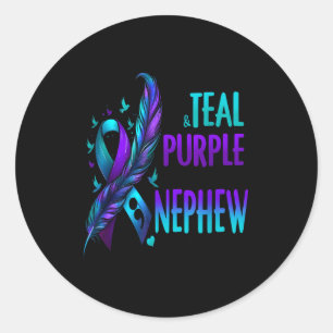 I Wear Teal Purple In Memory Of My Nephew Suicide  Classic Round Sticker