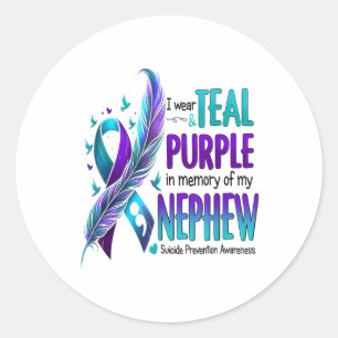 I Wear Teal Purple In Memory Of My Nephew Suicide Classic Round Sticker