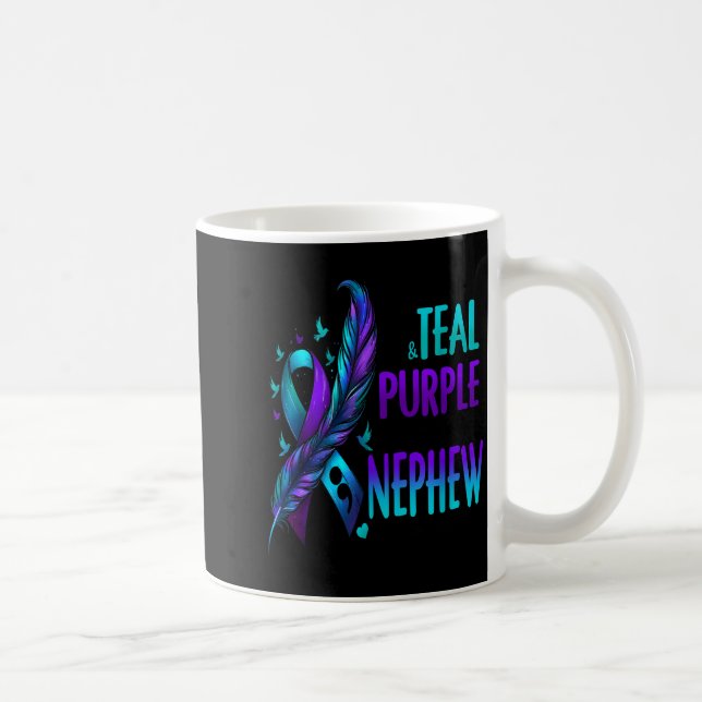 I Wear Teal Purple In Memory Of My Nephew Suicide  Coffee Mug (Right)