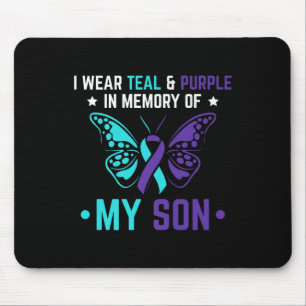 I Wear Teal Purple In Memory Of My Son Suicide Awa Mouse Mat