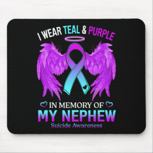 I Wear Teal Purple In Memory Of Nephew Suicide Awa Mouse Mat