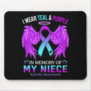 I Wear Teal Purple In Memory Of Niece Suicide Awar Mouse Mat
