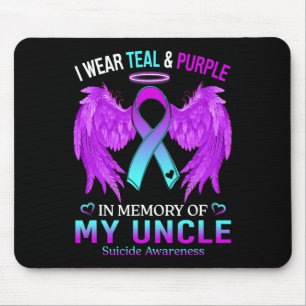 I Wear Teal Purple In Memory Of Uncle Suicide Awar Mouse Mat