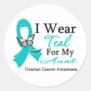 I Wear Teal Ribbon Aunt Ovarian Cancer Classic Round Sticker