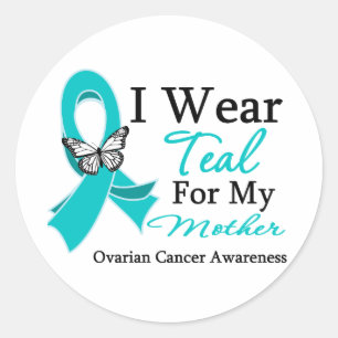 I Wear Teal Ribbon Mother Ovarian Cancer Classic Round Sticker