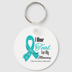 I Wear Teal Ribbon Ovarian Cancer Mummy Key Ring