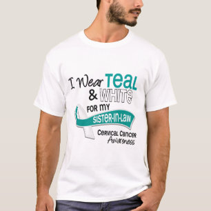 I Wear Teal White 42 Sister-In-Law Cervical Cancer T-Shirt