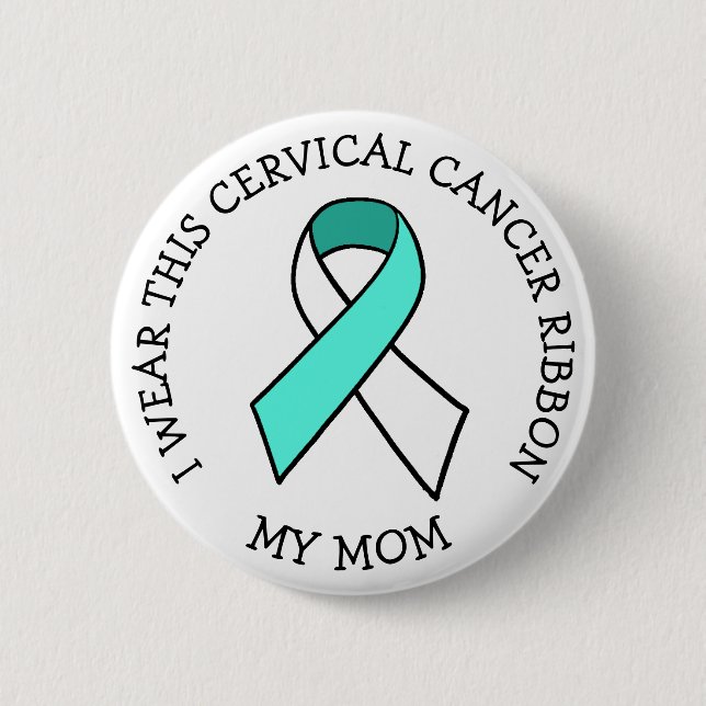 I Wear this Cervical Cancer Ribbon for my Mum 6 Cm Round Badge (Front)