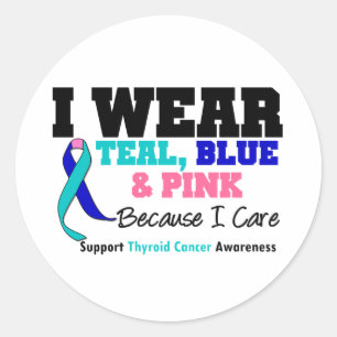 I Wear Thyroid Cancer Ribbon Because I Care Classic Round Sticker