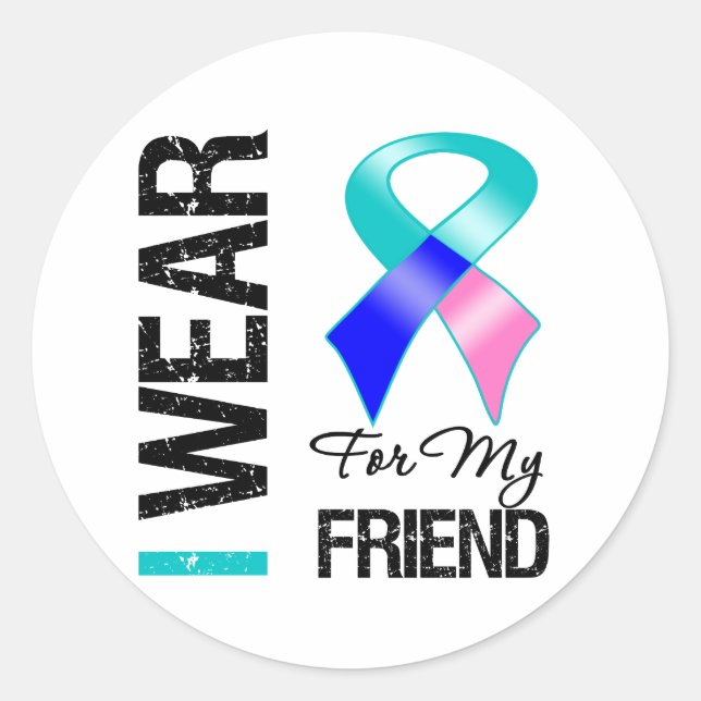 I Wear Thyroid Cancer Ribbon For My Friend Classic Round Sticker (Front)