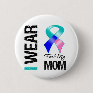 I Wear Thyroid Cancer Ribbon For My Mum 6 Cm Round Badge