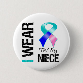 I Wear Thyroid Cancer Ribbon For My Niece 6 Cm Round Badge