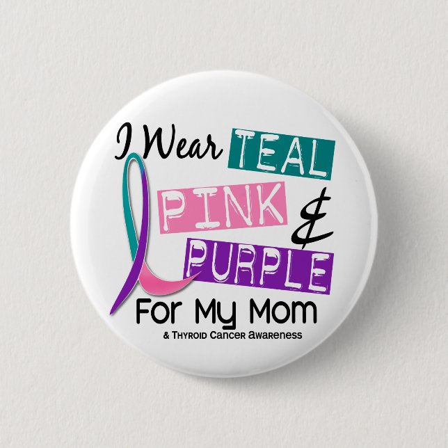 I Wear Thyroid Ribbon For My Mum 37 6 Cm Round Badge (Front)