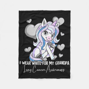 I Wear White For My Grandpa Lung Cancer Awareness Fleece Blanket