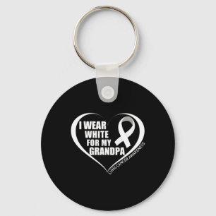 I Wear White For My Grandpa Lung Cancer Awareness Key Ring