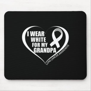 I Wear White For My Grandpa Lung Cancer Awareness Mouse Mat