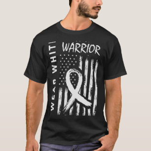 I Wear White Lung Cancer Warrior  Men Women USA Fl T-Shirt