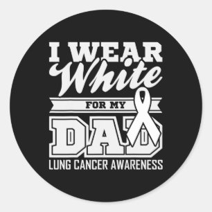 I Wear White World Cancer Day Gift White Ribbon Da Classic Round Sticker