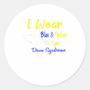 I Wear Yellow Blue to Fight Down SyndromeCo Classic Round Sticker