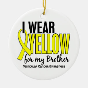 I Wear Yellow Brother 10 Testicular Cancer Ceramic Tree Decoration