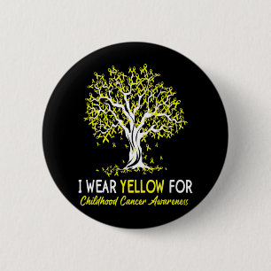 I Wear Yellow Childhood Cancer Awareness Month Tre 6 Cm Round Badge