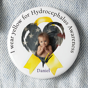 I Wear Yellow for Hydrocephalus Awareness Photo 6 Cm Round Badge